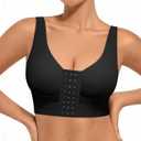 FeelinGirl Minimizer Bras Post Surgery Compression Front Closure Bra Wirefree Mastectomy with Adjustable Straps (Large, Black)