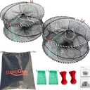 BasicGear Crab Trap Bait Lobster Crawfish Shrimp Portable Folded Cast Net Collapsible Fishing Traps Nets Fishing Accessories 45 * 20cm (17.71inx7.87in)