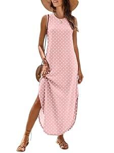 ANRABESS Women Maxi Dress Summer Casual Loose Sleeveless Sundress Coverup Beach Eyelet Dresses 2026 Vacation Travel Outfits Medium