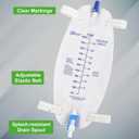 Easy-Tap Leg Bag Urinary Drainage Bag, 1000ml, Anti-Reflux Valve, Cloth Straps, Easy Flip Drain (Pack of 3)