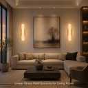 Alabaster Wall Sconce, 20in Linear Gold Brass Wall Sconces, Luxury Marble Look Bathroom Vanity Light, 3000K Dimmable Hardwired Wall Lamp for Living Room Bedroom Hallway, 1 Pack, Faux Alabaster
