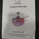 Retractable Crystal Ceiling Fan with Lights, Bluetooth Ceiling Fan with Speaker, 6-Speed Reversible Blades, RGB-LED Light, Remote & APP Control Crystal Chandelier for Bedroom Living Room 42" Color: Chrome