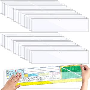 Chinco 30 Pcs Self Adhesive Pockets, Bin Labels for Storage Bins, Clear Pocket Label Sleeves, Plastic Index Card Holder with Top Open for Organizing Bins Box Drawer(18 x 4 Inches)