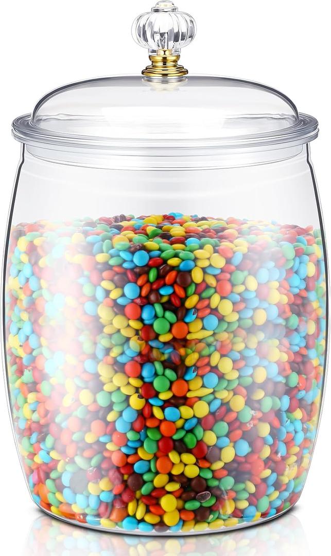 Nuogo 2 Gallon/256 oz Large Candy & Cookie Jar with Lid Plastic Apothecary Jars Large Food Storage Container Unbreakable Kitchen Storage for Cookie, Candy, Snack and Dried Foods DIY Gift