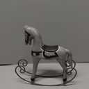 Handmade Vintage Old Collectible Statue Wooden Rocking Horse Figurines Decorative Ornaments Craft Sculpture for Office & Home Room Desktop Christmas Birthday New Year Gift (White)