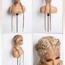 GORGIUS French Braided Wig 613 Blonde Knotless Braided Lace Front Wigs with Baby Hair Double Twist Braiding Pigtail Long Synthetic Box Braids Hair