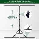 2-in-1 Green Backdrop Stand Kit, I-Frame Design - 8'(H) x 5'(W) Portable Photography Background Stand with 6.5 'x 5' Green Backdrop & Carry Bag for Video Streaming, Zoom Meetings, Parties
