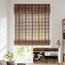 No Drill Cordless Bamboo Roman Shades, Walnut, 28x64