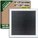 Fits 24x24 Duct Opening | Aluminum Eggcrate Return Air Filter Grille | Low Noise-High Air Flow, Rust Free Vent Cover for Sidewall&Ceiling | Rem. Door | White | Out. Dim: 26 1/4"W X 26 1/4"H