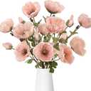 6Pcs Fake Poppy Artificial Flowers Pink Faux Silk Spring Flowers with Long Stems for Bridal Wedding Bouquets Floral Arrangements Centerpiece Table Home Party Decorations (Pink)