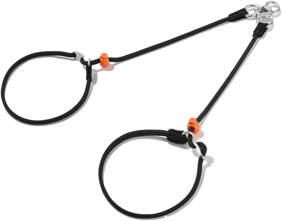 Howgo Double Slip Leash Slip Lead | Dual Dog Lead for 2 Dogs,360 Swivel No Tangle | Dog Training Nylon Leash and Collar | Double Clip Coupler and Splitter | Lightweight Aluminum (Black, 3FT)