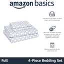 Amazon Basics Lightweight Microfiber 4-Piece Bed Sheet Set, Full, Aqua, Printed