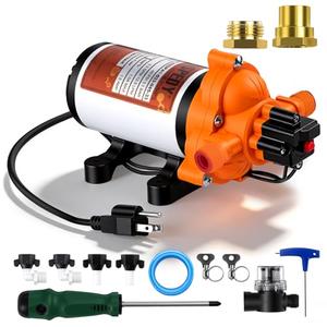 Upgraded 33- Series 115VAC Water Pressure Pump, 3.3 GPM, 45 PSI, Self-Priming Water Transfer Pump with Smart Pressure Switch for Home Kitchen RV Garden Irrigation Car Camper Marine Industrial Settings