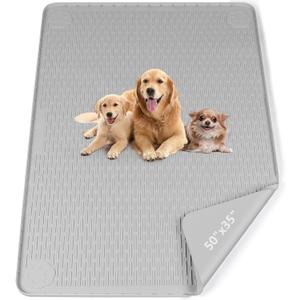 Pee Pads for Dogs, 50" x 35" Extra Large Reusable Silicone Mat, Washable Puppy Training Pads for Potty Training, Non-Slip, Leak-Proof, Indoor Floor Protection (Light Grey)