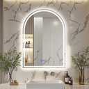 24"x36" Arched LED Bathroom Vanity Mirror with lights, Frameless Mirror