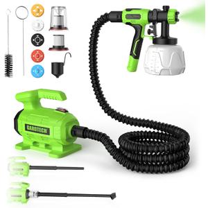 GARDTECH 3-in-1 Electric Paint Sprayer Leaf Blower and Vacuum Cleaner Combo Kit, Spray Paint Gun with 5 Nozzles & 3 Spray Patterns, Handheld Corded Paint Sprayer for Furniture, Fences, Sheds, Walls