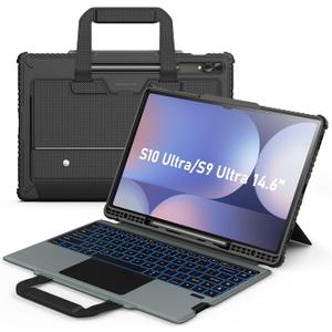 Nillkin for Samsung Galaxy Tab S10 Ultra Carry Go Portable Handle Detachable Keyboard Case with 7 Backlit, Kickstand, Trackpad, S Pen Holder, S9 Ultra 5G (14.6 inch)