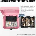 KYODOLED Medium Cash Box with Combination Lock Safe Metal Money Box with Money Tray for Security Lock Box 7.87x 6.30x 3.54Inch Pink Medium