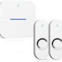 AIDA Lighted Wireless Doorbell for Home, Waterproof Battery Doorbell Wireless 1,000ft Range, 5 Volume Levels with 58 Chimes & LED Flash on Receiver (White, 2 Buttons & 1 Receiver)