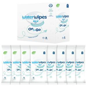 WaterWipes On The Go Wipes, 99.9% Water-Based Wipes for Travel, Sports, and to Refresh Skin, Unscented & Hypoallergenic, 224 Count (8 Packs), Packaging May Vary