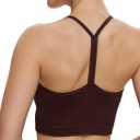 NANJI Seamless Sports Bra for Women - Padded Racerback Y Bra Low Impact Removable Pad for Fitness Gym Yoga Workout Top (Brown, L)
