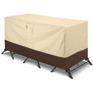 Arcedo Patio Bistro Cover, Waterproof Outdoor Furniture Cover, Heavy Duty Patio Bar Table and Chairs Covers, 80"L x 32"W x 30"H, Beige & Brown
