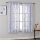 OVZME Light Grey Sheer Curtains 63 inches Long 2 Panels for Living Room, Jacquard Clip Leaf Pattern Textured Light Filtering Window Semi Sheer Voile Drapes for Bedroom, Each Panel 42 x 63 Inch