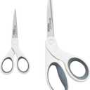 Westcott 5-Inch Micro-Tip & 8-Inch Bent Craft Fabric Scissors - Titanium Bonded Blades for Heavy Fabric and Precise Snips, 2 Pack