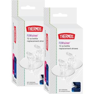 THERMOS FUNtainer 12 Ounce Insulated Kids Water Bottle Replacement Straws, 4 Straws (Clear)