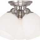 Livex Lighting 13664-91 Somerville 3-Light Ceiling Mount, Brushed Nickel, White