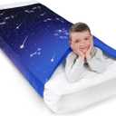 Sensory Compression Blanket | Spandex Bed Sheet for Kids & Adults | Deep Relaxing Feeling, Release Oxytocin | Helps With: SPD, Anxiety, ADHD, Autism | Star Theme | Breathable & Stretchable | Twin