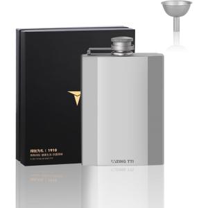 Titanium Hip Flask,Ultra-Light Outdoor Camping Flat Liquor FlaskSeal Alcohol,Whiskey Wine FlagonGift Box Packaging, Suitable for Daily Use, Outdoor Travel. (500ML)