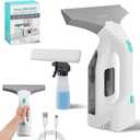 HAUSHOF Electric Window Vacuum Squeegee 11", Vacuum Squeegee Cordless Cleaner Tool Set, Window Vac with 300ml Spray Bottle & 100ml Water Tank for Mirror, Countertop, Showers