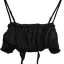 Women's Summer Casual Tie Back Open Back Crop Cami Tops, Size L