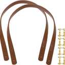 uxcell 2Pcs Leather Bag Handles, 23.6" Replacement Handle PU Leather Sew on Shoulder Purse Straps with Rivets for DIY Tote Bag Making Wallet Handbag Repair, Dark Brown