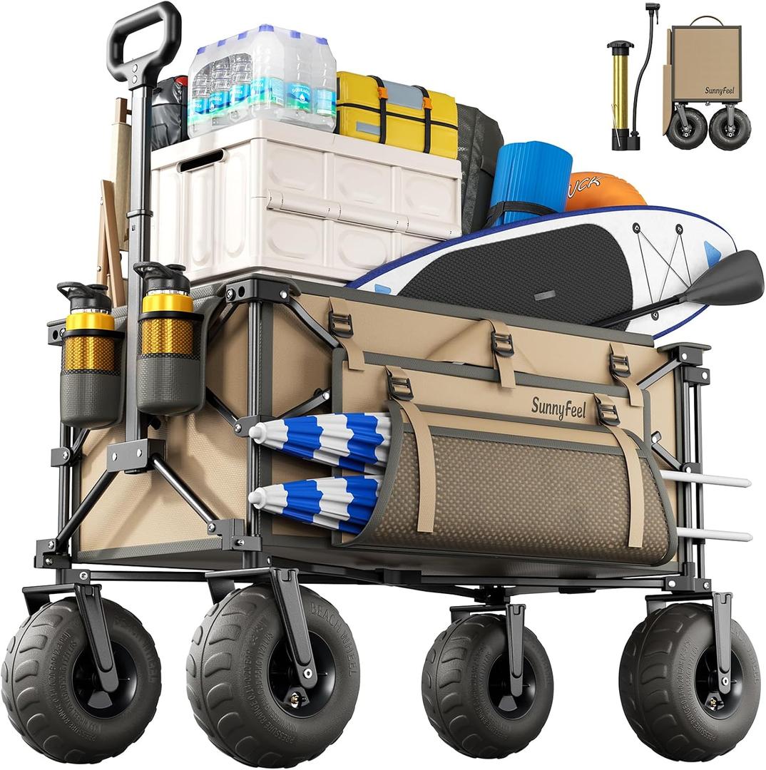 SUNNYFEEL Beach Wagon with Big Wheels for Sand - 300L Large Capacity