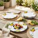 Melamine Dinner Plates 10 Inch Lemon Print Design Dishes Set of 6,Outdoor & Indoor Use,Shatterproof & Dishwasher Safe,Perfect for Picnic, Patio, and Everyday Dining,White