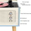 Vintage Standing Blue Vinyl Record Player with Detachable Legs, Built-in 4 Speakers, USB to PC Encoding, 33/45/78 RPM LP Player Bluetooth Retro Turntables Support Headphone Jack, RCA Out, AUX in