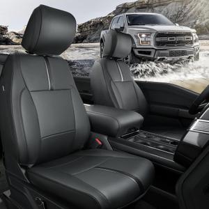 CreekT Full Set Leather Seat Covers for Ford F150 2015-2025, Waterproof Pickup Seat Covers Custom Fit for Ford F-150 Accessories, for F150 2020 2021 2022 2023 2024 2025 Super Crew/Crew Cab(XL,XLT)