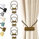 Hion Magnetic Curtain Tiebacks Dark Brown 6 Pack, Curtain Tiebacks Buckles Holdbacks Holders Hooks Clip for Home Bedroom Office Decorative Thick or Thin Curtain
