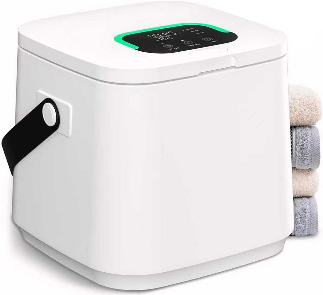 WEILAIANTIAN Towel Warmer,Towel Warmer for Bathroom,Adjustable Heat Timer (20/40/60 Minutes),Towel Warmers with Leather Strap Handle & Child Safety Lock, Perfect for Towels, Bathrobes,Blankets (White)