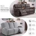 KinCam Recliner Covers, Stretch Reclining Chair Covers, Recliner Sofa Slipcovers Stripe Jacquard Recliner Couch Covers Furniture Protector Covers for Pet Kid (3 Seater, Silver Gray)
