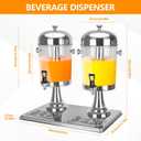 Drink Dispenser with Stand, 4.2 Gallon Beverage Dispenser for Parties, Stainless Steel Dual-Head Juice Dispenser with Centre Ice Core and Drip Trays for Parties, Buffet Cafeterias, Homes