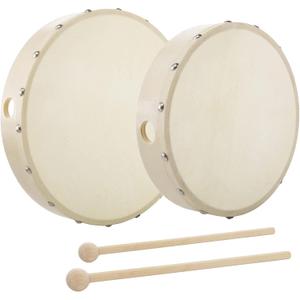 Foraineam 10 Inch & 8 Inch Hand Drum Musical Hand Percussion Wood Frame Drum with Drum Stick