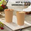 SIUQ 300 Pack 12 oz Kraft Paper Cups, Unbleached Disposable Paper Coffee Cups, Thickened Hot/Cold Beverage Drinking Cup for Party, Home, Cafes, Bistros, Businesses (Brown)