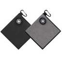 ZZHAO Magnetic Golf Towels,Super Absorbent Microfiber Small Towels with Clip - Industrial Strength Magnet,Lightweight, Scratch-Resistant, 5.5x5.5 In-2Pcs- Black&Gray