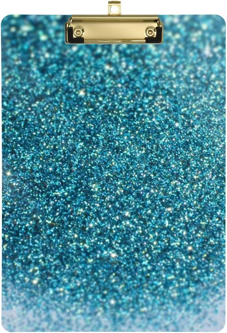 Clipboard 9 X 12.5 in Teal Blue Glitter Sparkle Plastic Clipboard Letter Size Clip Boards with Sliver Metal Clip for School Classroom Office Student Kids Clipboard 9 X 12.5 in Teal Blue Glitter Sparkle Plastic Clipboard Letter Size Clip Boards with Sliver Metal Clip for School Classroom Office Student Kids