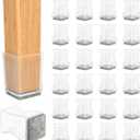 16 Pcs Square Chair Leg Protectors, Chair Caps for Wood & Hardwood Floors (1.25 Inch Clear) (Medium)