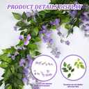 Syhood 4 Pieces 26 Ft in Total Purple Wisteria Garland Hanging Flowers Artificial Vine Wedding Silk Wisteria Hanging Flower for Wedding Arch Home Garden Party Outdoor Decor