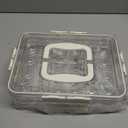 2 Pack Deviled Egg Containers with Lid and Handle, Durable Clear Plastic Deviled Egg Carrier Storage 48 Eggs, Stackable Egg Holder for Fridge, Portable Tray Platter for Party & Picnics-White